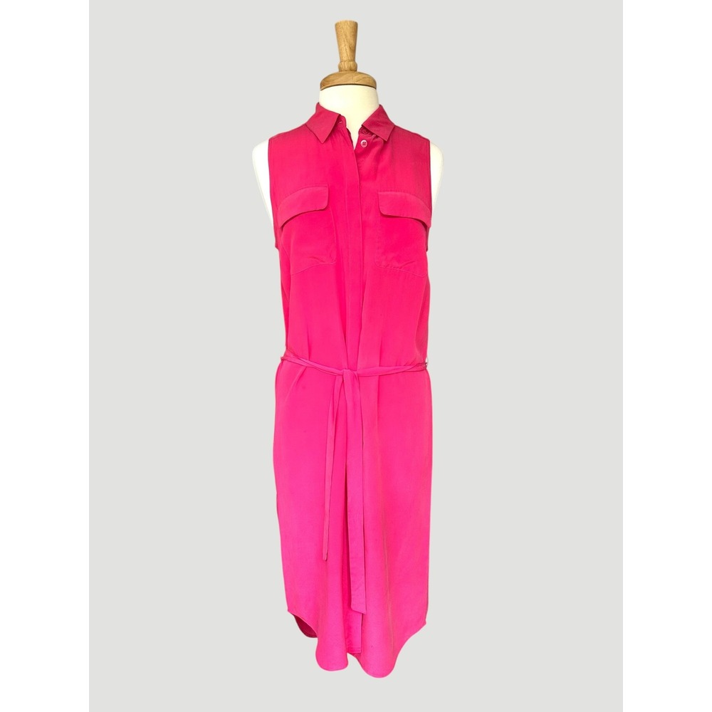 Equipment Tegan 100% Silk Shirt Midi Dress Pink Quiet Luxury Coastal Size M - Picture 2 of 8